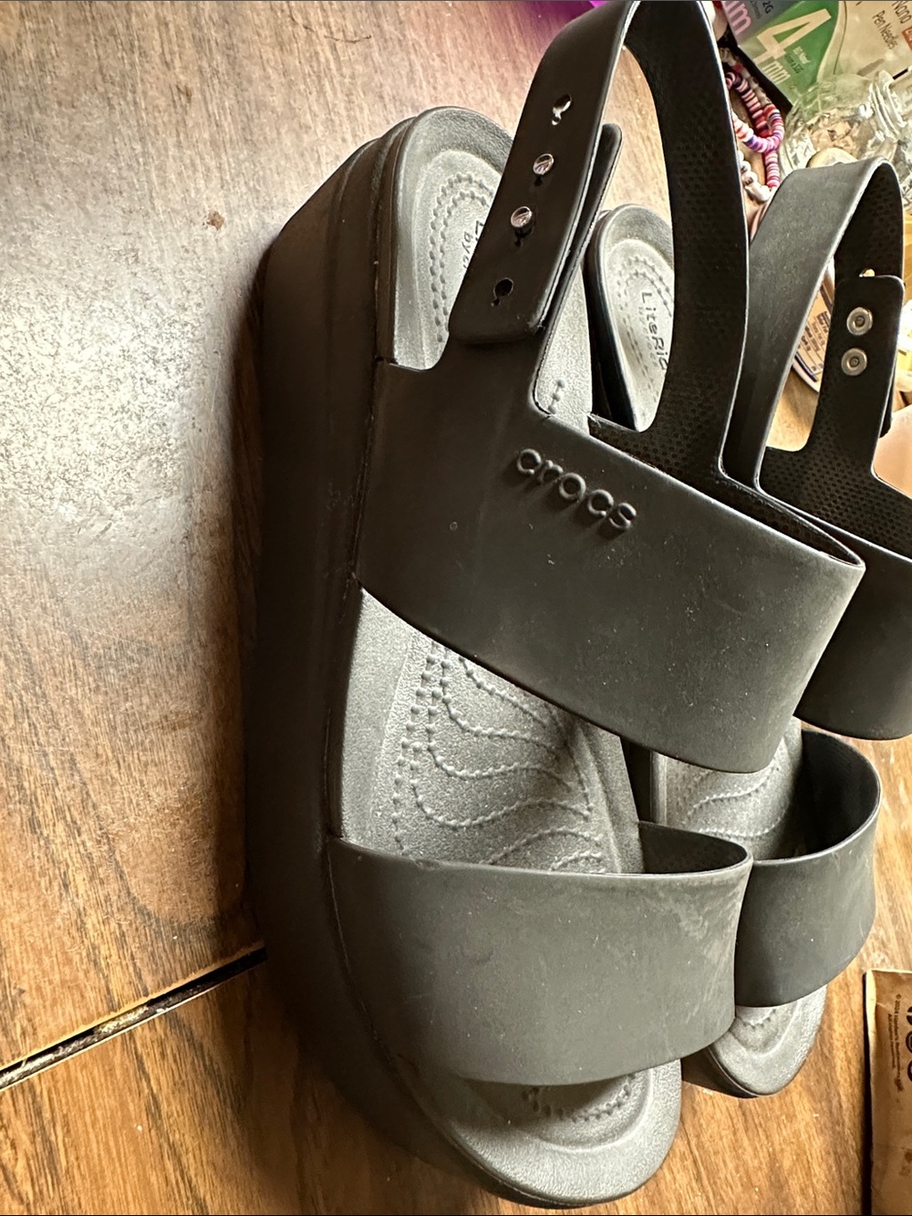 CROCS Women's Black Platform Slide Sandals